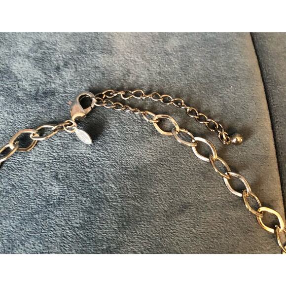 Chico's Long Gray Black Necklace w/ Rhinestones Hematite Look Dressy Modern - Picture 3 of 4